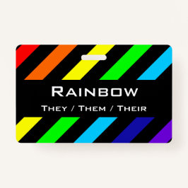 Regenbogen Stripes Namen-/Pronomen-Abzeichen Ausweis