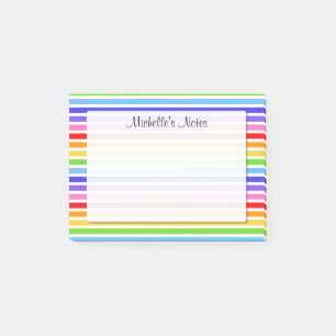 Regenbogen Stripes personalisierte 4 x 3 Post-it Klebezettel