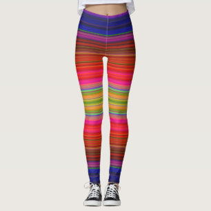 Regenbogen Stripes rote gelbes Grün-lila Leggings
