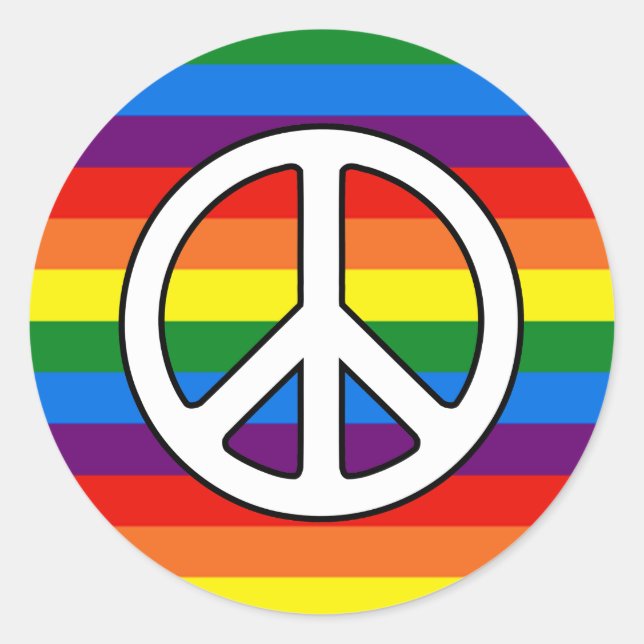 Regenbogen Stripes Unterstützung des Runder Aufkleber (Vorderseite)