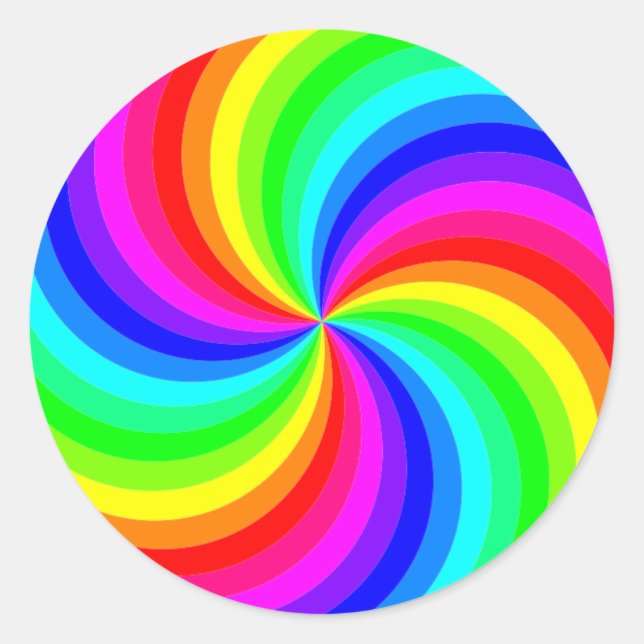 Regenbogen-Strudel Pinwheel des Spaßes Runder Aufkleber (Vorderseite)