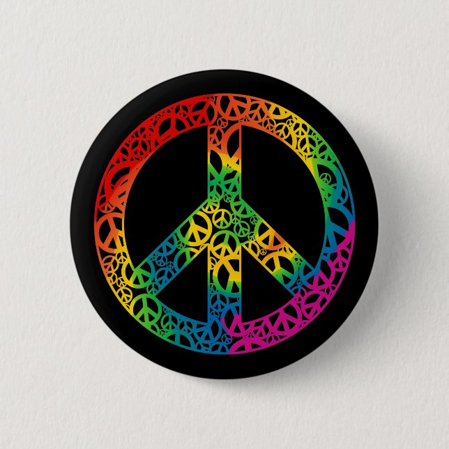 Regenbogen-Stücke Frieden Button (Vorderseite)