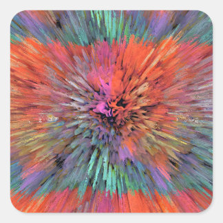 Regenbogen-Supernova-Fraktal-Kunst Quadratischer Aufkleber