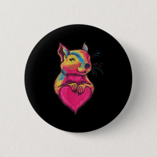 Regenbogen Süßes Eichhörnchen Umarmen Valentinstag Button