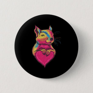 Regenbogen Süßes Eichhörnchen Umarmen Valentinstag Button