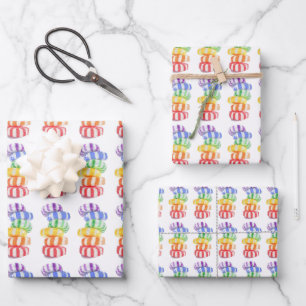 REGENBOGEN-SÜSSIGKEIT Flachfolien-Verpackungspapie Geschenkpapier Set
