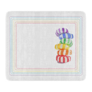 REGENBOGEN-SÜßIGKEITEN 6x7 Glas-Schneidbrett Schneidebrett