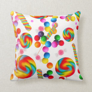 Regenbogen Süßigkeiten Candyland Lollipops Bunt Kissen