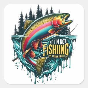 Regenbogen tanzen Ein lebhafter Fisch springt vom  Quadratischer Aufkleber