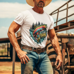 Regenbogen tanzen Ein lebhafter Fisch springt vom  T-Shirt