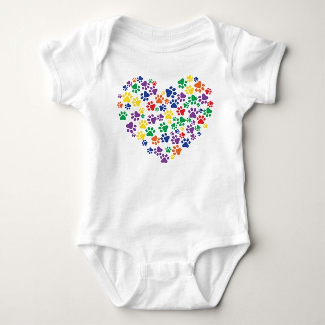Regenbogen-Tatze druckt Baby-Bodysuit Baby Strampler (Vorderseite)