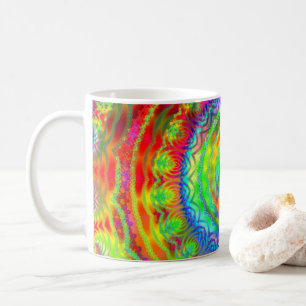 Regenbogen-Tie-Dye-Fraktal-Mandala Kaffeetasse