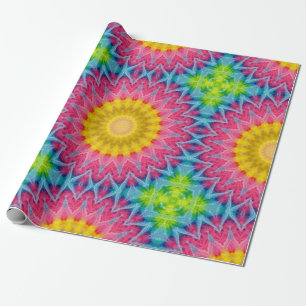 Regenbogen-Tie-Dye-Mandala mit lebendiger Symmetri Geschenkpapier
