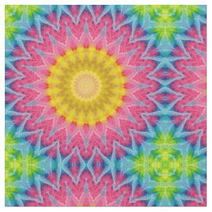 Regenbogen-Tie-Dye-Mandala mit lebendiger Symmetri Stoff