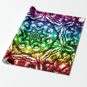 Regenbogen-Tie-Dye-Mandala-Stern-Geburtstagsfeier Geschenkpapier