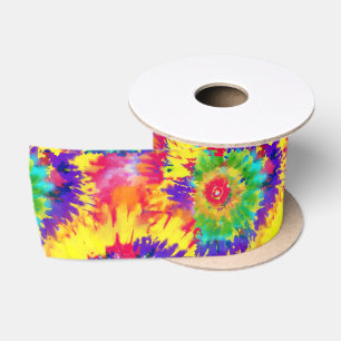 Regenbogen-Tie-Dye Retro-Stil Bunte Kunst Künstler Satinband