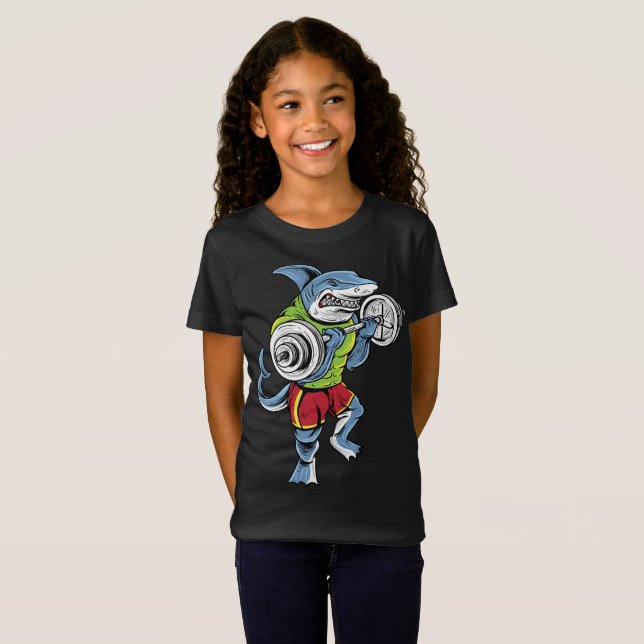 Regenbogen-TiereWorkout Shirt der Haifisch-Fitness (Vorne ganz)