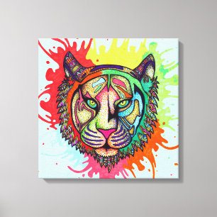 Regenbogen-Tiger Leinwanddruck