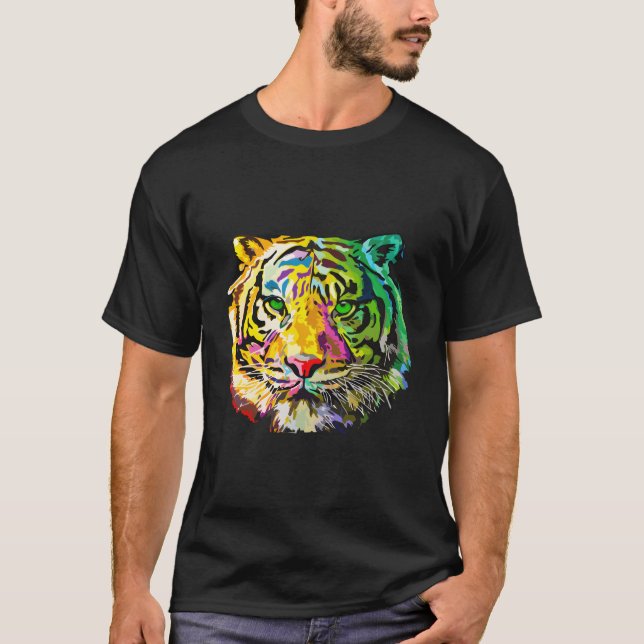 Regenbogen-Tiger-Tier T-Shirt (Vorderseite)