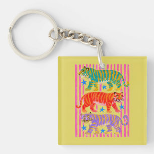 Regenbogen-Tiger-Träume Schlüsselanhänger