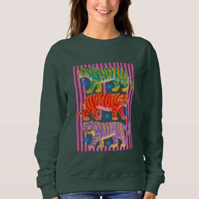 Regenbogen-Tiger-Träume Sweatshirt (Vorderseite)