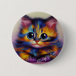 Regenbogen Tortie Kätzchen Knopf Button