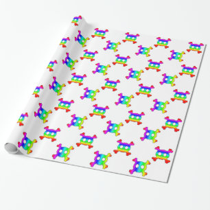 Regenbogen-Totenkopf mit gekreuzter Geschenkpapier
