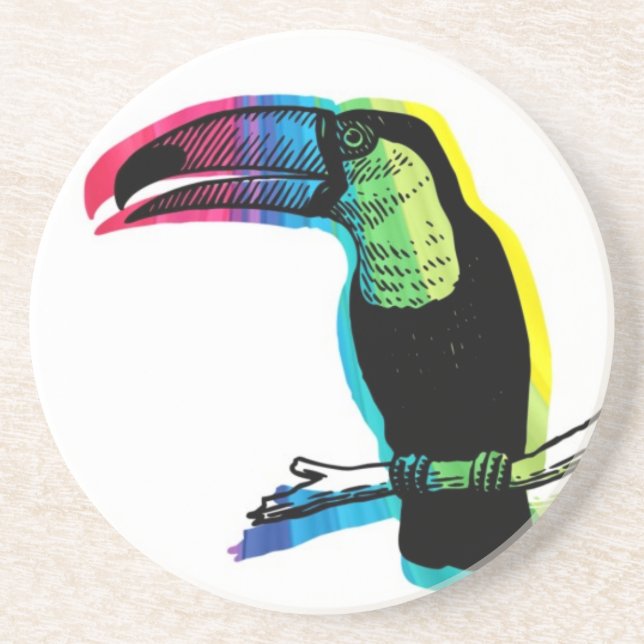 Regenbogen Toucan Sandstein Untersetzer (Vorne)