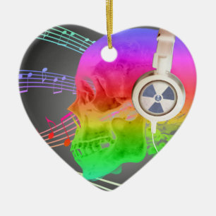 Regenbogen-Trippy Schädel-Musik-psychedelisches Keramikornament