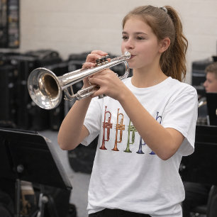 Regenbogen-Trompeten-Aufstellung Farbige Blechbläs T-Shirt
