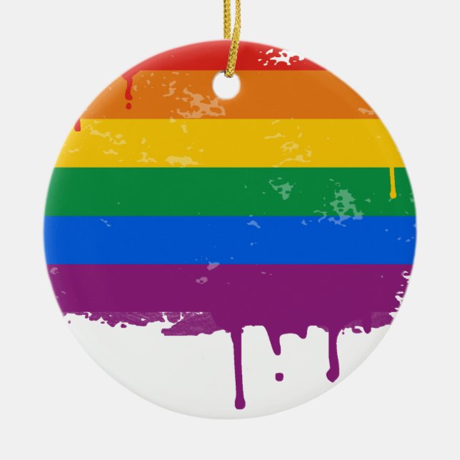 Regenbogen-Tropfen Keramikornament (Vorne)
