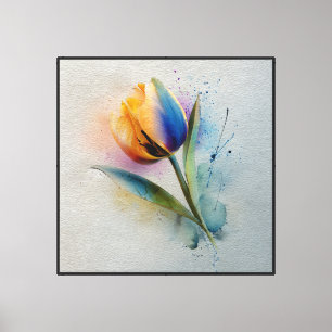 Regenbogen-Tulpe-Spritz-Wasserfarben-Abstrakte Kun Leinwanddruck