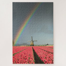 Regenbogen, Tulpen und Windmühle in Holland