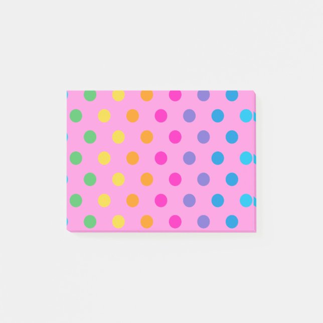 Regenbogen-Tüpfelchen Post-it Klebezettel (Vorderseite)