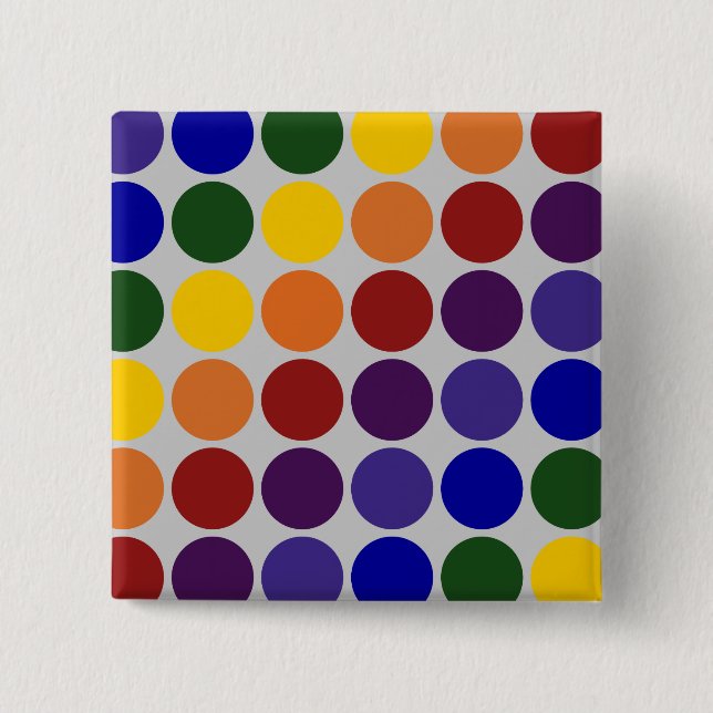 Regenbogen-Tupfen auf Grau Button (Vorderseite)