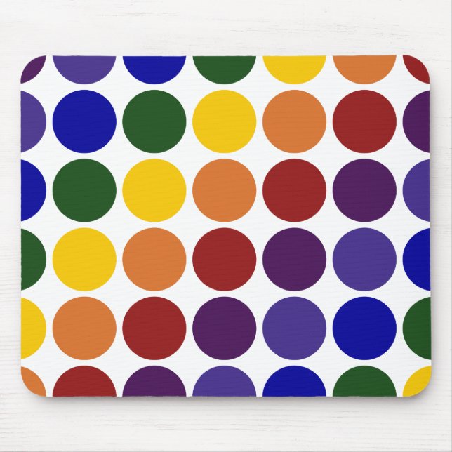 Regenbogen-Tupfen auf Weiß Mousepad (Vorne)