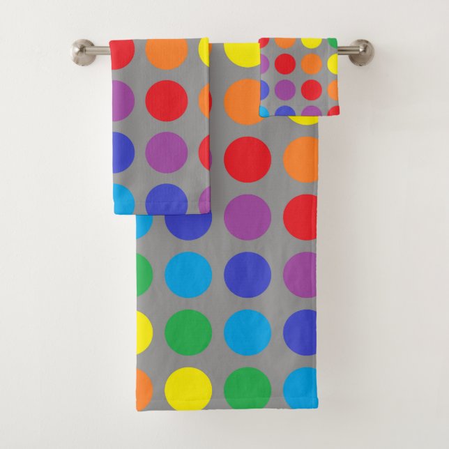 Regenbogen-Tupfen-Holzkohle Badhandtuch Set (Insitu)