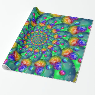 Regenbogen-Türkis Bokeh Fraktal Geschenkpapier