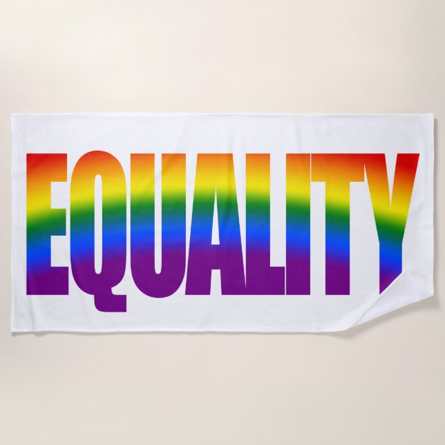 Regenbogen-Typografie LGBTQ des Gleichheits-Gay Strandtuch (Vorderseite)