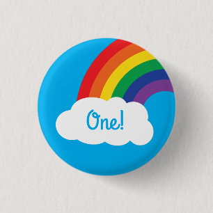 Regenbogen u. Wolken-niedliches 1. Button