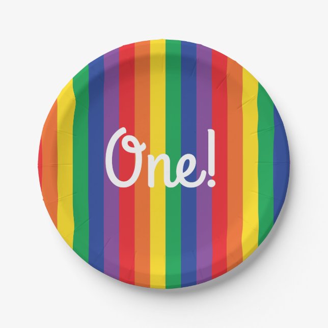 Regenbogen u. Wolken-niedliches 1. Pappteller (Vorderseite)