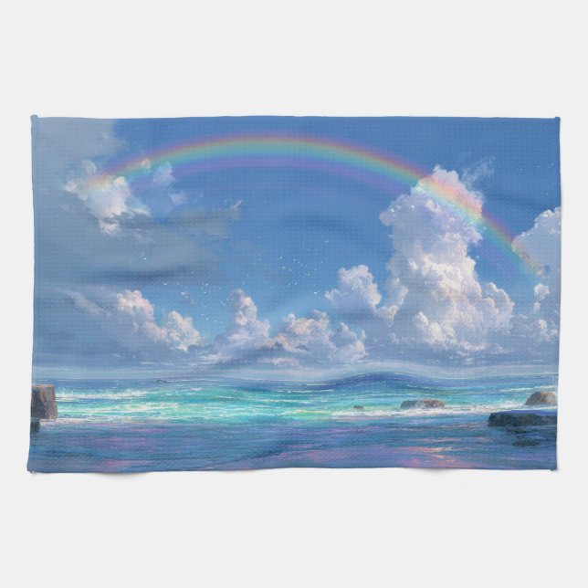 Regenbogen über dem Ozean Geschirrtuch (Horizontal)