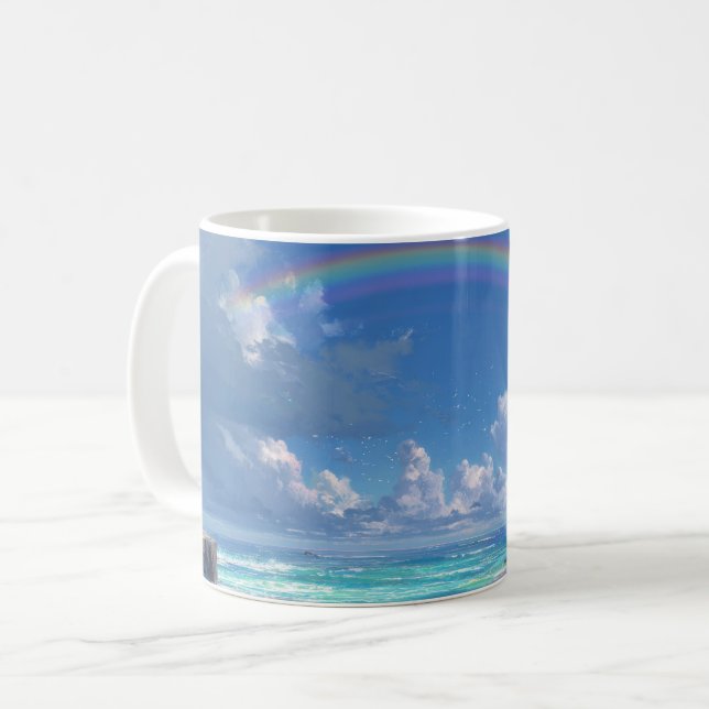 Regenbogen über dem Ozean Kaffeetasse (Vorderseite Links)