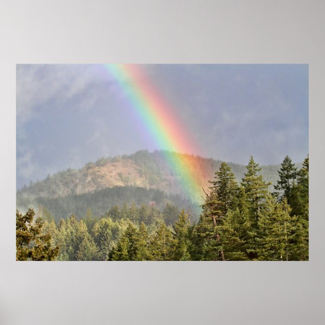 Regenbogen über den Bergen Poster (Vorne)