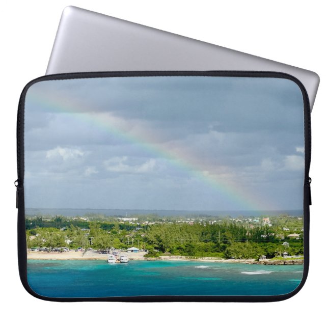 Regenbogen über der Beach-Laptop-Tasche Laptopschutzhülle (Vorderseite)
