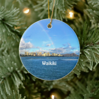Regenbogen über der Keramik Waikiki Keramik Ornament