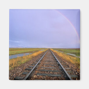 Regenbogen über Eisenbahnschienen nahe Fairfield Magnet