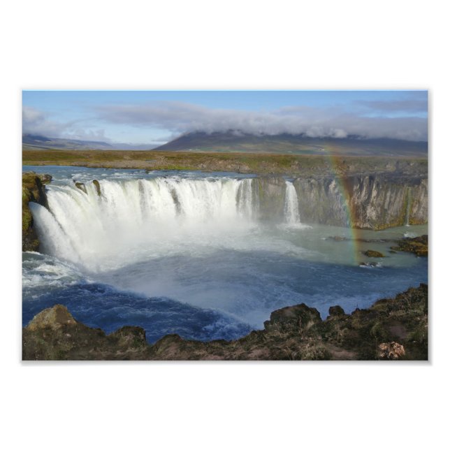 Regenbogen über Godafoss Wasserfall, Island Fotodruck (Vorne)