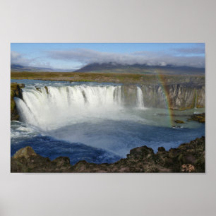 Regenbogen über Godafoss Wasserfall, Island Poster