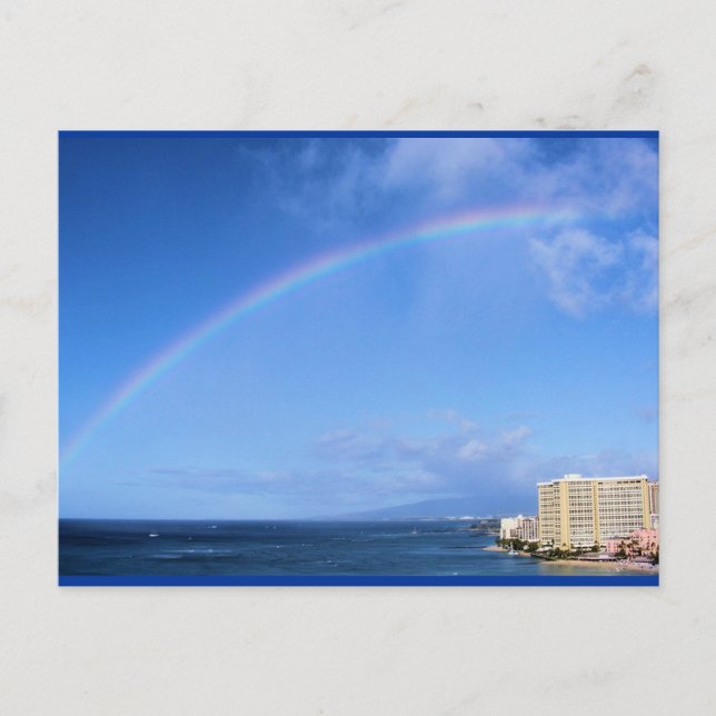 Regenbogen über Honolulu, Hawaii Postkarte (Vorderseite)